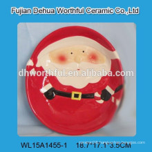 Ceramic christmas plate for kids with santa claus design